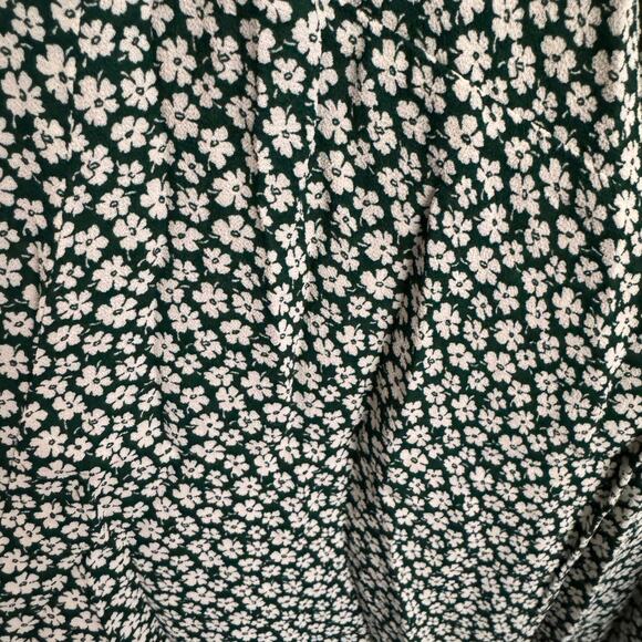 Reformation Floral Mini Wrap Dress Green White Side Tie Short Sleeve Sz XL - Picture 2 of 5